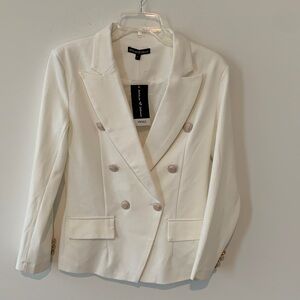 Attitude unknown small stretch ivory new Women's White Double-Breasted Blazer